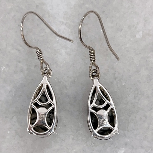 Austrian Pinolith Sterling Silver Dangle Earrings - Picture 8 of 10